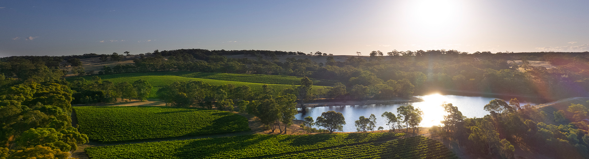 the heggies range of wines, with the heggies dam in the background